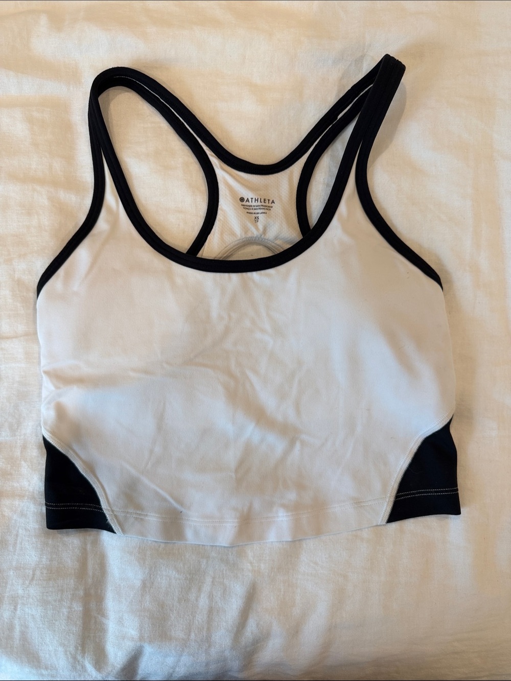 Athleta intention crop White and Black Racerback Sports Bra